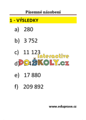 Písemné násobení