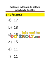 Sčítání a odčítání do 20 bez přechodu desítky