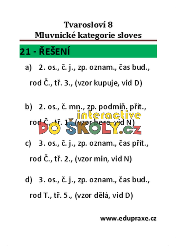 Tvarosloví 8 – mluvnické kategorie sloves
