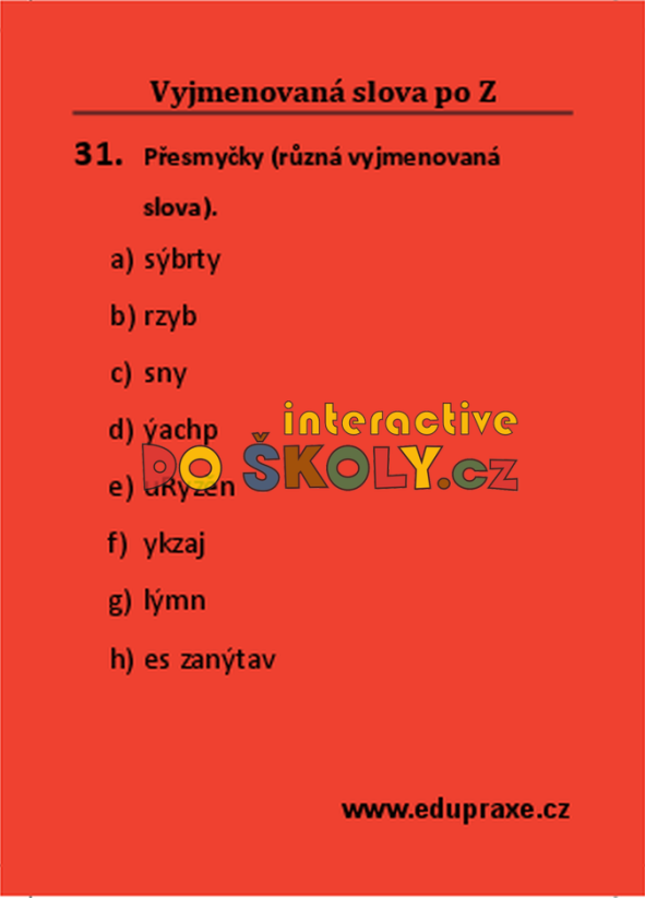 Vyjmenovaná slova po „Z“