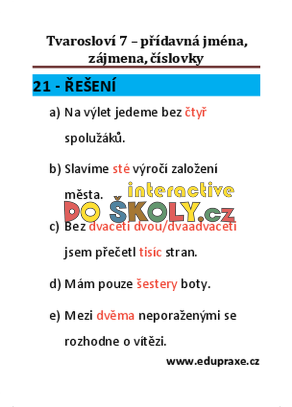 Tvarosloví 7 – přídavná jména, zájmena, číslovky
