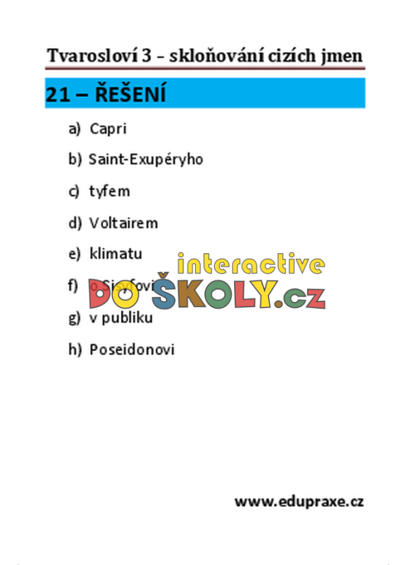Tvarosloví 3 – skloňování cizích jmen